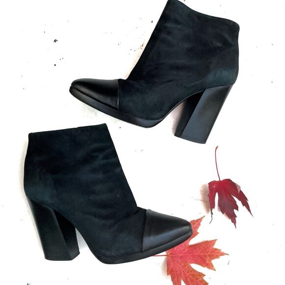Tory Burch Black Suede Leather Cap-Toe Booties | Parisian Street Style Fall Edit - Picture 2 of 16